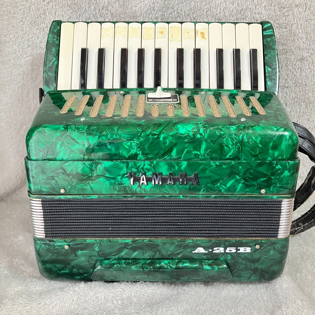 YAMAHA Accordion A-25B Green Keyboard 25 With Case. Made in Japan