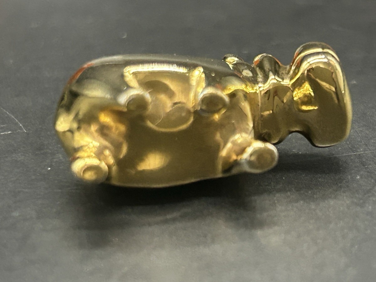 HERMES Cadena Padlock Hippopotamus 2005 Gold Lock Bag Charm W/Box