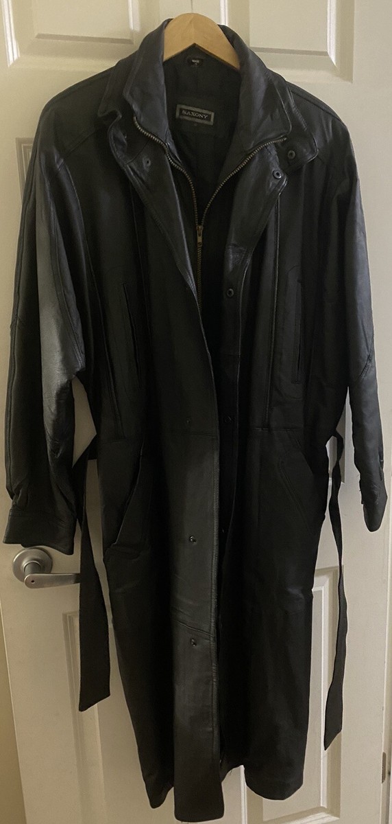 Saxony Collection - Men's Black Heavyweight Long Leather Jacket