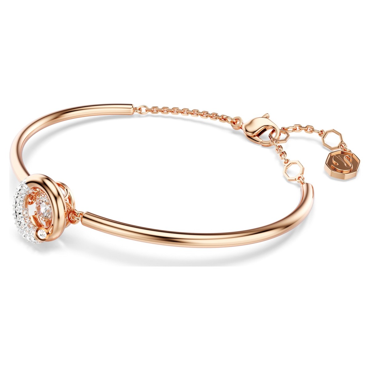 Swarovski Dextera Bangle, Round Cut, White, Rose Gold-Tone Plated