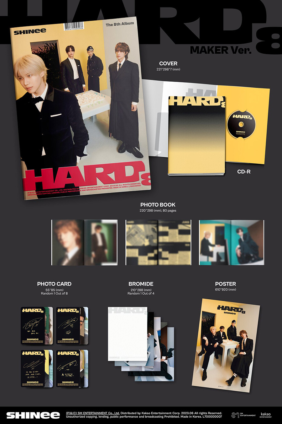 SHINEE [HARD] Album PHOTO BOOK 3 Ver SET/3CD+3 Book+3 Card+3
