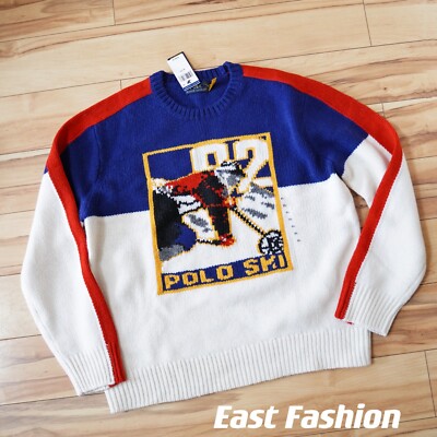 Men's Polo Ralph Lauren Wool Blend Knit Graphic 92 Ski Sweater New