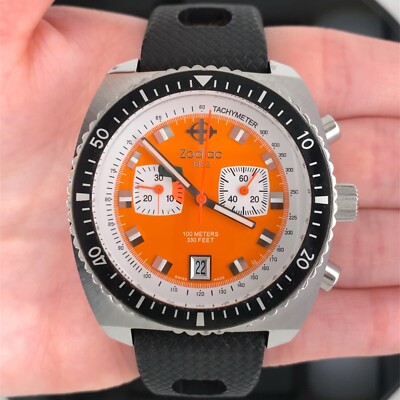 Zodiac Z02209 Seadragon Chronograph Orange Dial Date Quartz Men's