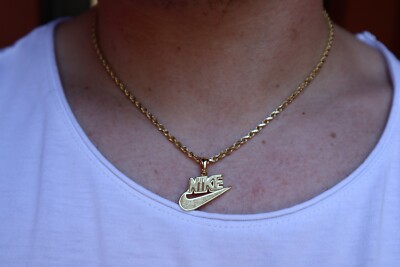 Gold Nike Swoosh Pendant Retro 925 Sterling Silver 14k | eBay