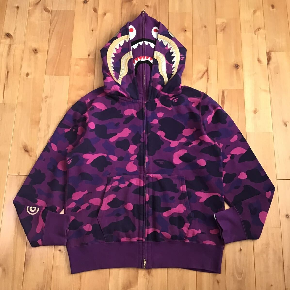 BAPE Double shark full zip hoodie purple camo A Bathing Ape Size M