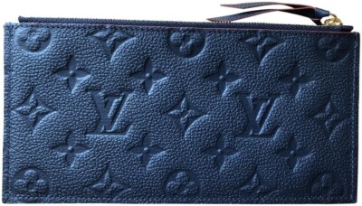 New Louis Vuitton Navy Felicie Leather Zipped Card Holder Insert