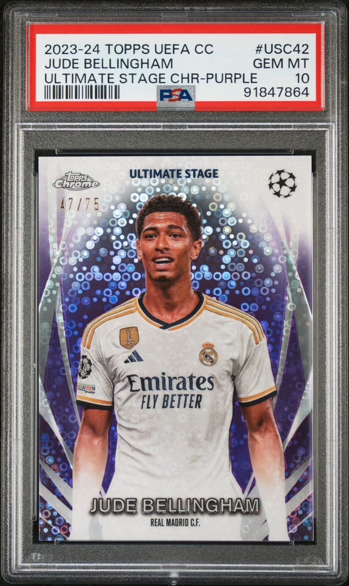 2023-24 Topps UEFA CC Jude Bellingham Ultimate Stage Chrome Purple