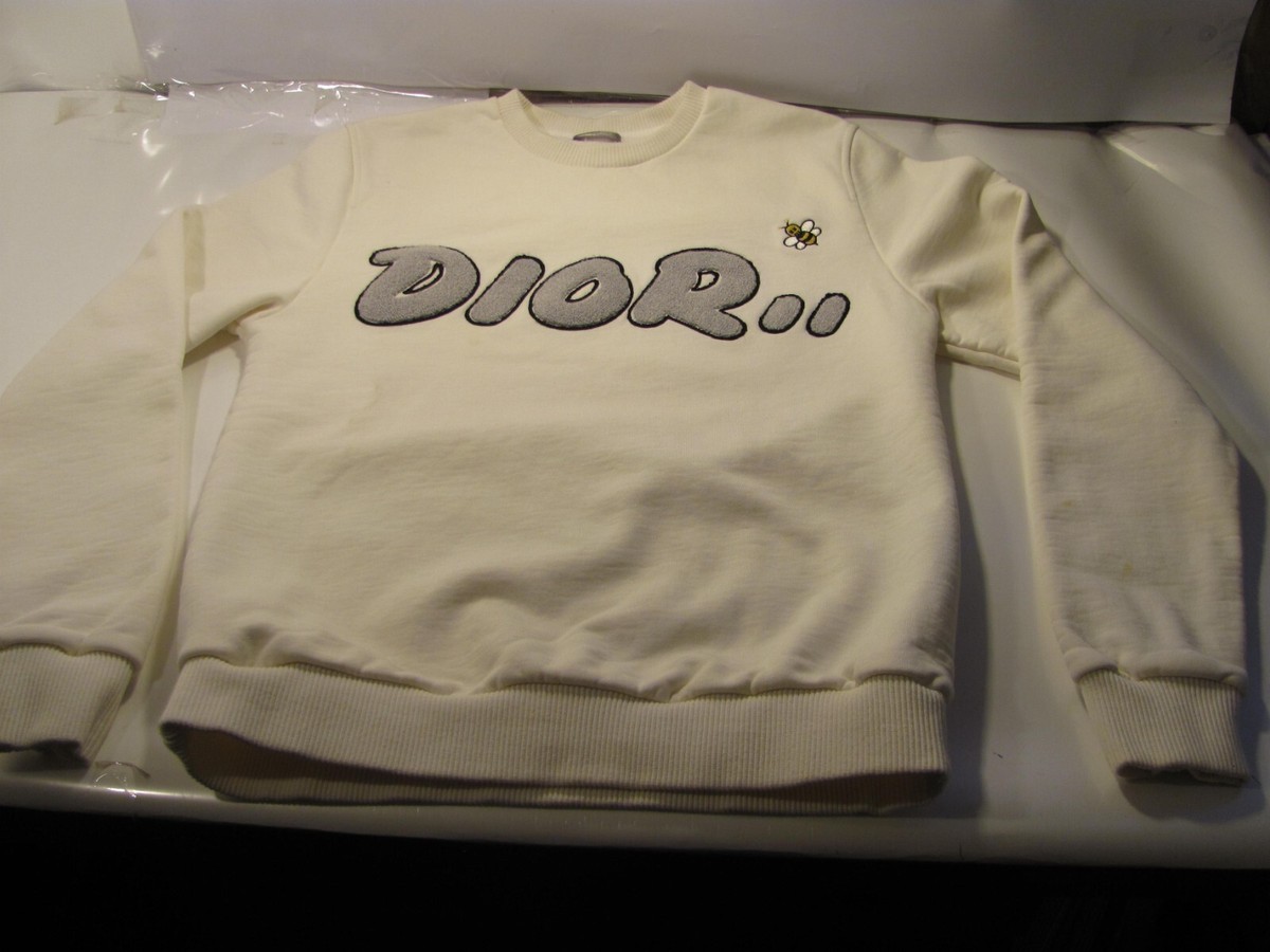 Dior Sweatshirt Womens S Kaws Collaboration White Bumble Bee Logo