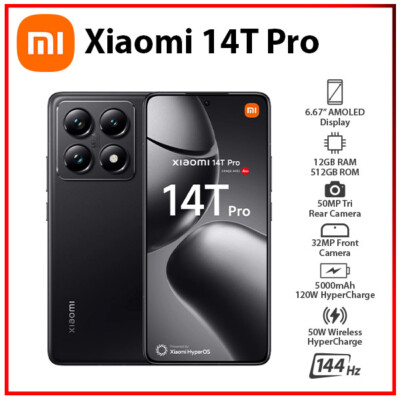 New) Xiaomi 14T Pro 5G 12GB+512GB BLACK Dual SIM Unlocked Android