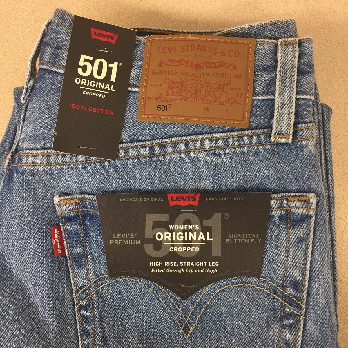 Levis 501 original cropped high rise straight leg jeans size 27x26