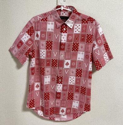 LOUIS VUITTON Playing card pattern Shirt Size S Red x White auth