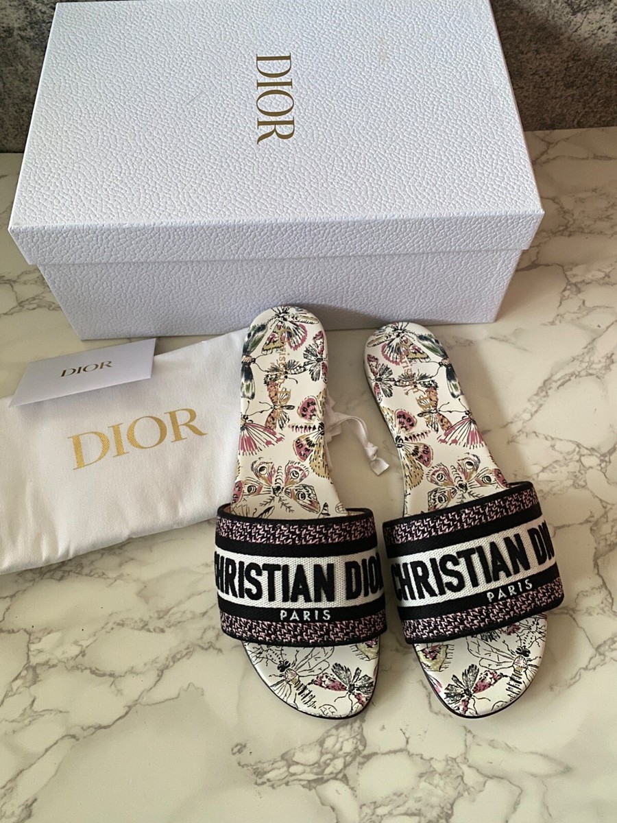 New Christian Dior Floral Dway Slide Sandal Mules Mule Slides