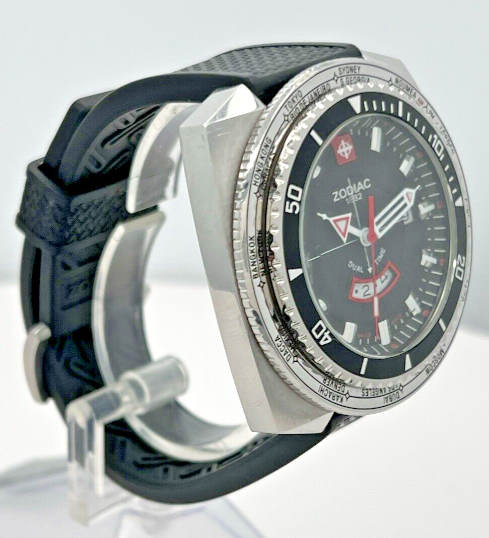Zodiac Super Seadragon Dual Time and Date Watch in Stainless Steel