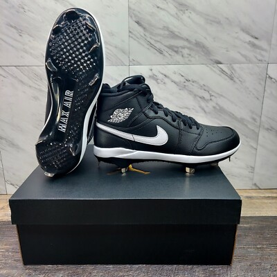 Jordan 1 Retro Metal Baseball Cleats Black White AV5355-011 Men's