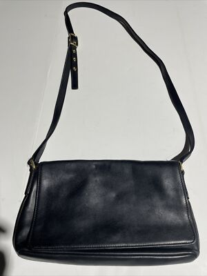 Vintage Coach Flap Shoulder Crossbody Bag H33-9599 Black Leather