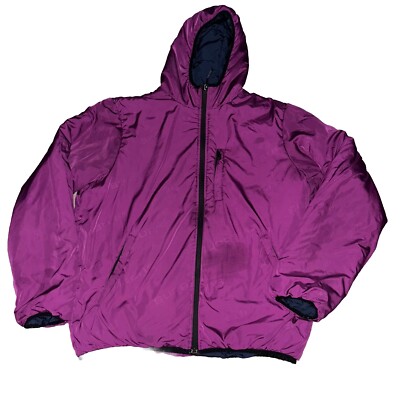 Supreme Reversible Puffer Jacket Mens Large Hooded Navy Purple