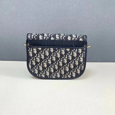 Authentic Dior Bobby Bag Medium – Oblique Canvas, Navy, Gold