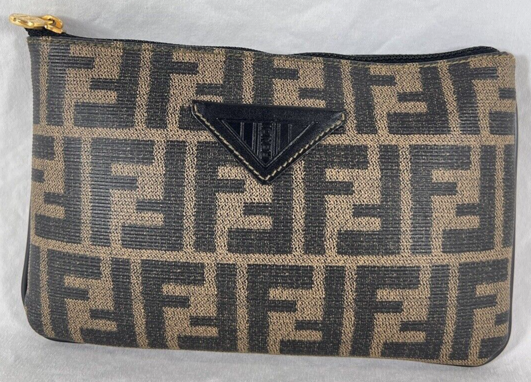 FENDI Authentic Zucca Clutch Cosmetic Toiletry Bag Made in Italy