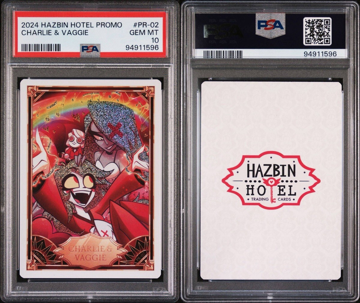 PSA 10 Charlie & Vaggie PR-02 Promo Hazbin Hotel Trading Card Holo