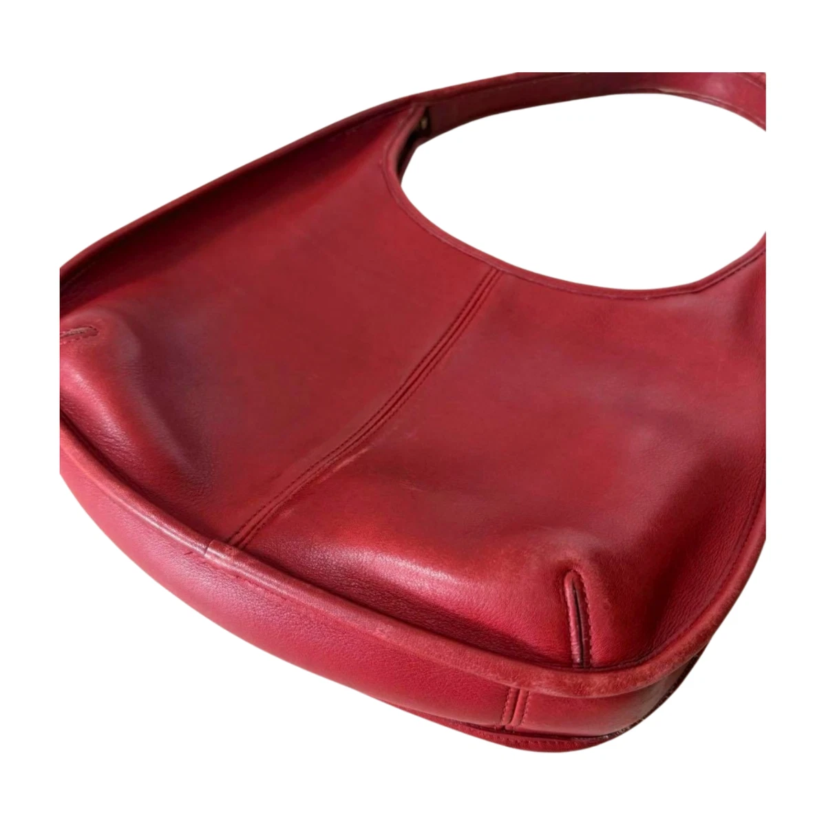 Vintage COACH 9025 Ergo Zip Hobo Bag Red Glovetanned Leather