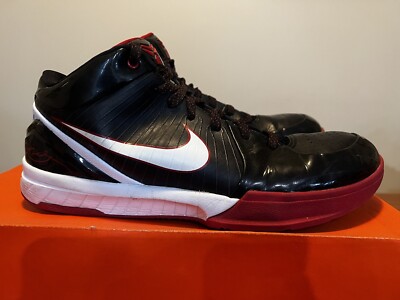 NIKE ZOOM KOBE 4 IV BLACK WHITE RED KOBE BRYANT ORIGINAL SNEAKER