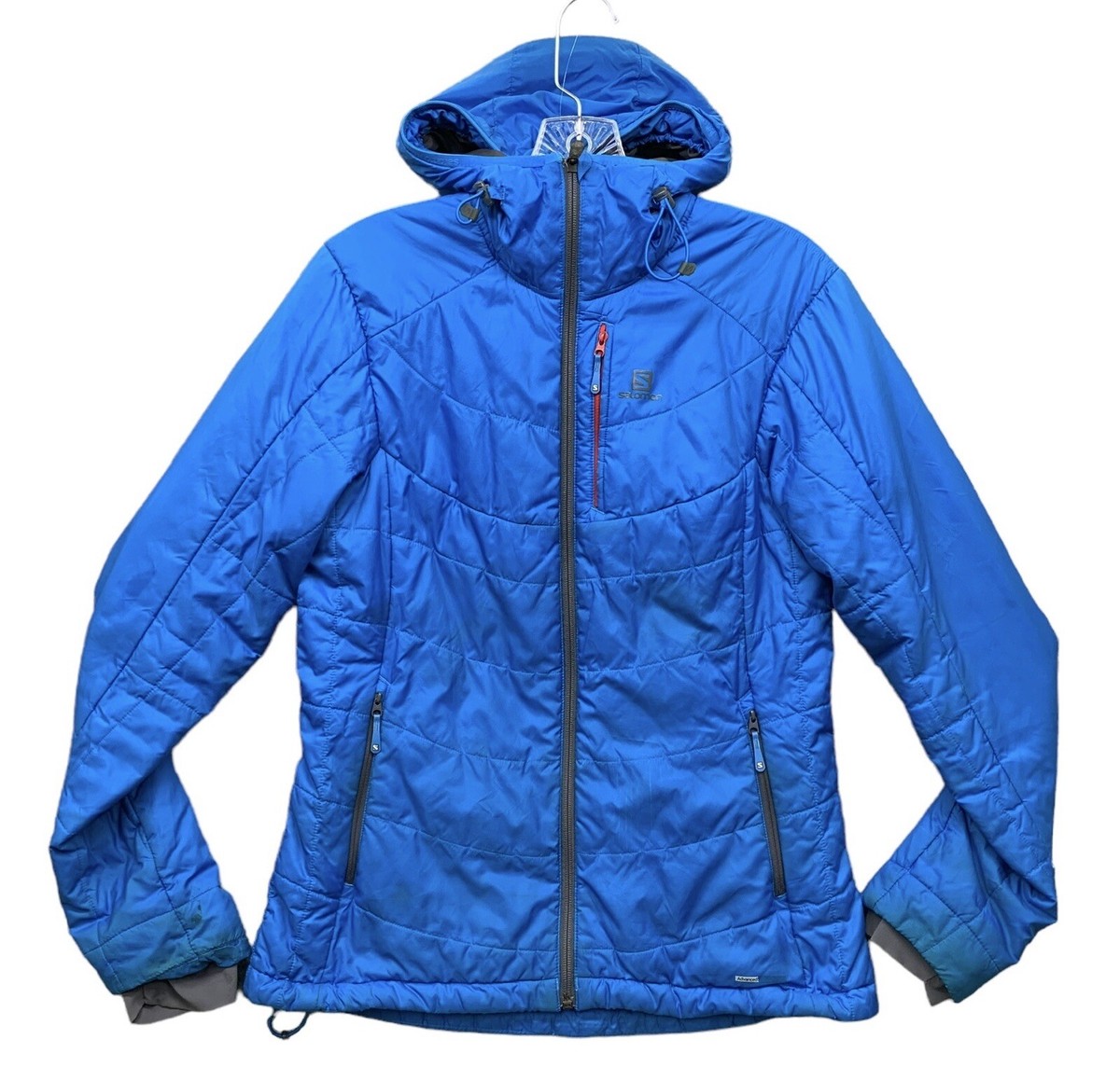 SALOMON Kids Puffer Jacket Lightweight Blue Hooded Full Zip Coat