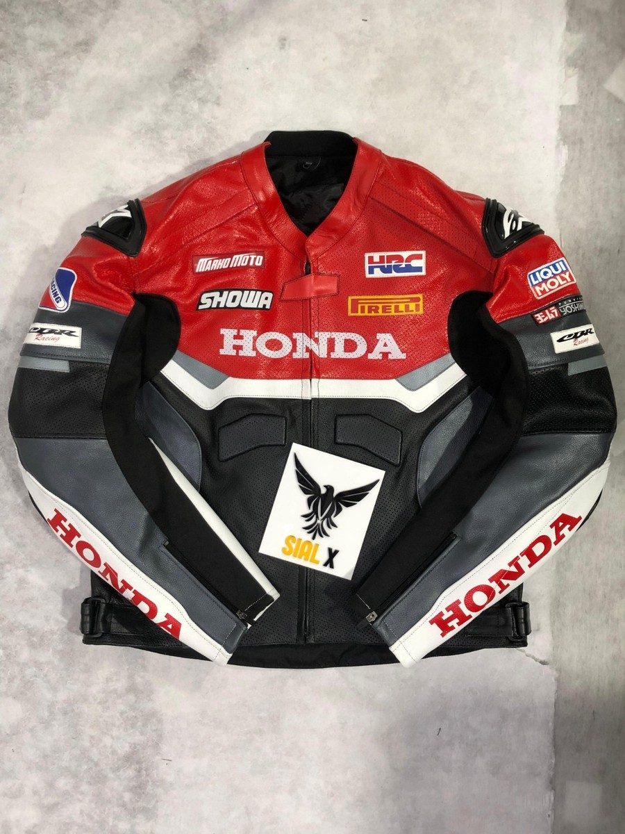Honda Racing Motorbike Cowhide Leather Jacket MotoGP New Honda