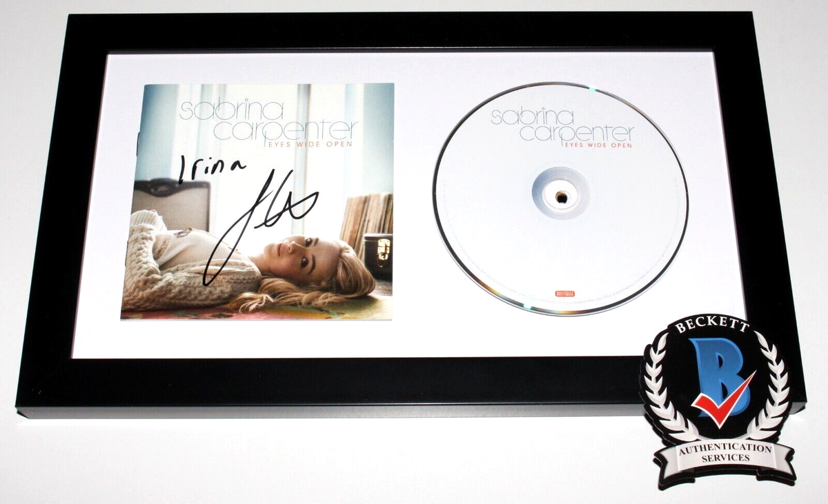 SABRINA CARPENTER SIGNED FRAMED EYES WIDE OPEN CD COVER BECKETT