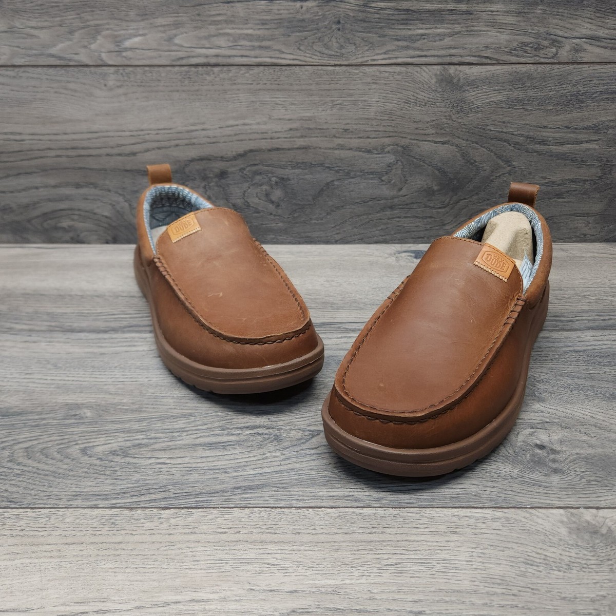 Hey Dude Wally Grip Moc Craft Leather Comfort Shoes Men's Brown