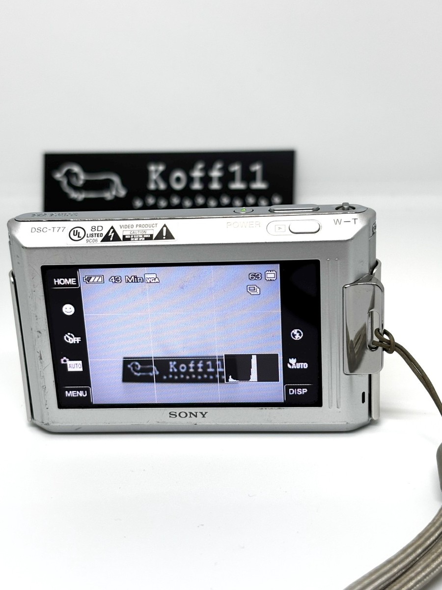 SONY Cyber Shot DSC-T77 Silver Camera w/Battery Charger Memory