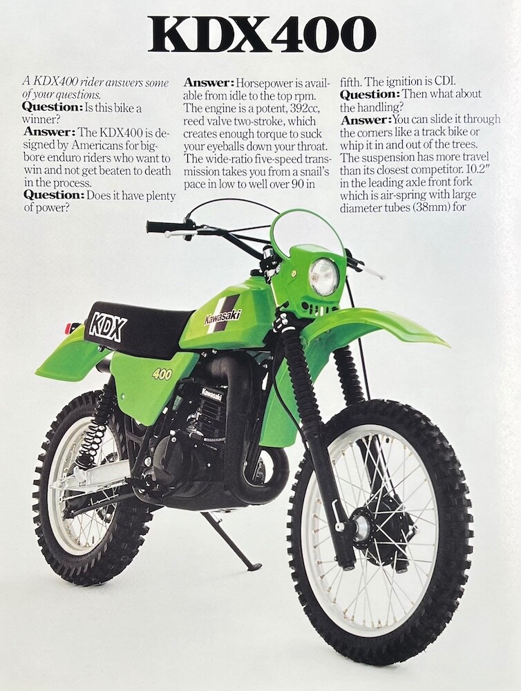 1980 Kawasaki KDX400 Double-Sided Sales Brochure Literature | 1979