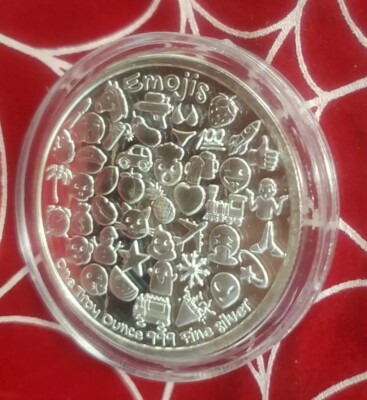 Emoji Simple Smiley Face 😊 1 Oz 999 Silver Round 70,710 Mintage
