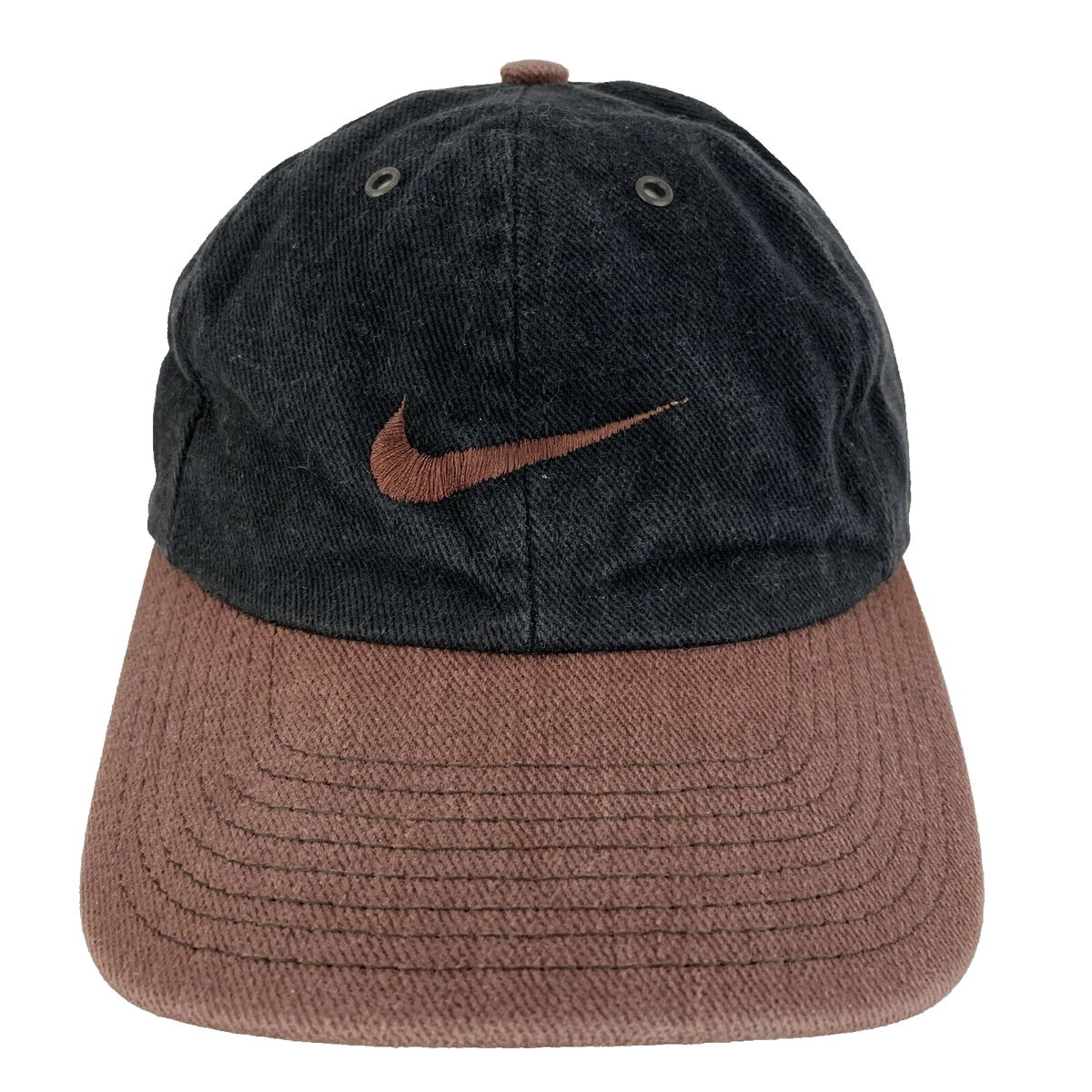 Vtg 90s Nike Center Swoosh Hat Check Logo Rap Hip Hop Baseball