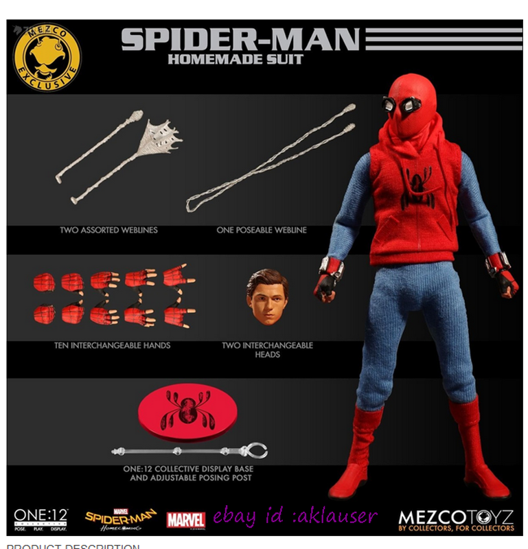 Mezco Toyz 1/12 Marvel Spider-Man Homemade Suit Figure Toy Model