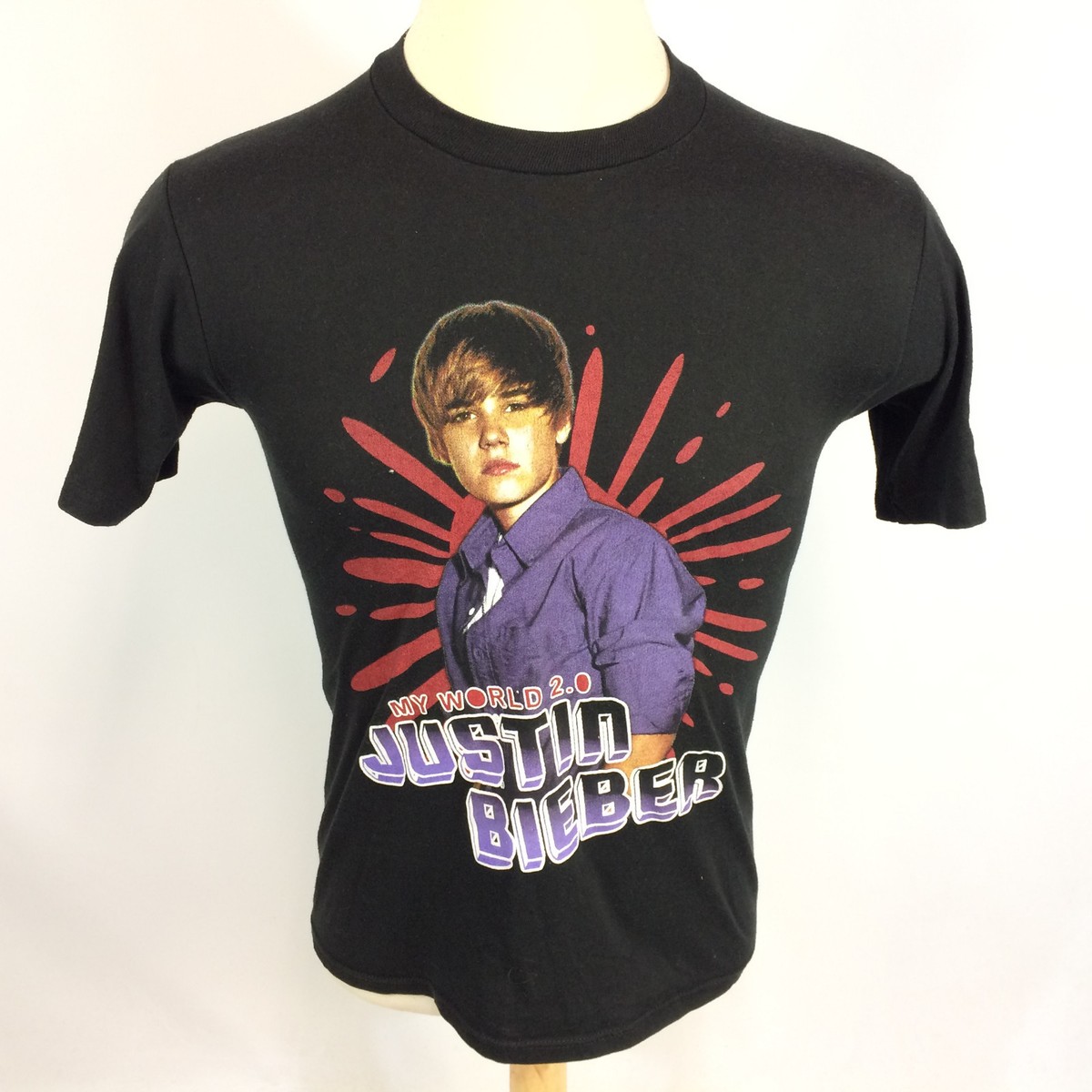 Justin Bieber My World 2.0 Promo Pop T Shirt Thin Worn Distressed
