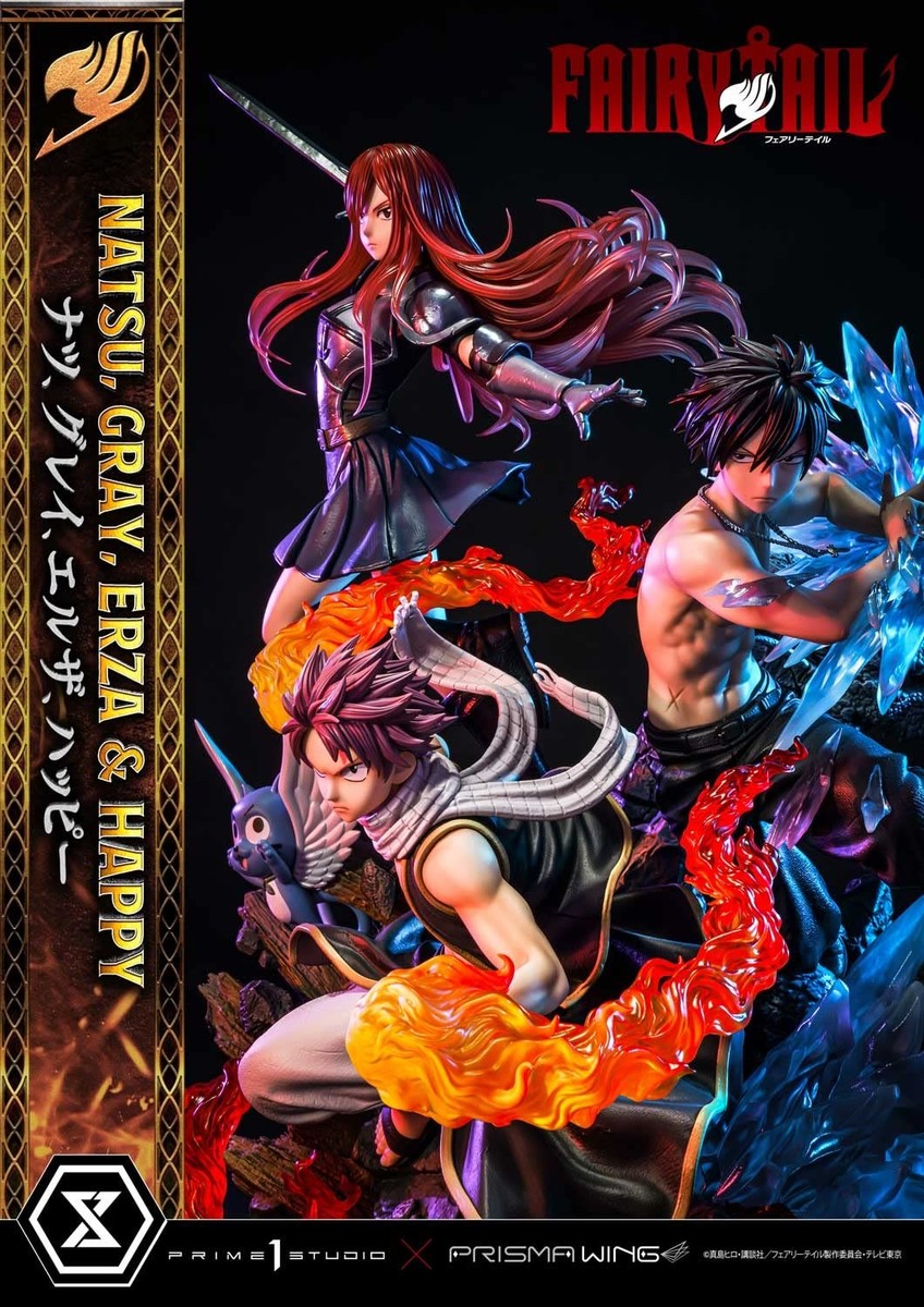 Fairy Tail PVC Statue Natsu, Gray, Erza, Happy Deluxe Ver 57cm 1/7