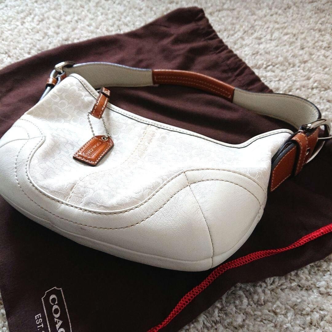 Vintage Y2K Coach 6351 Small White Signature Hobo Bag Small