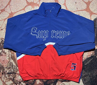 Supreme Old English Track Jacket Light Navy Size Extra Large Brand