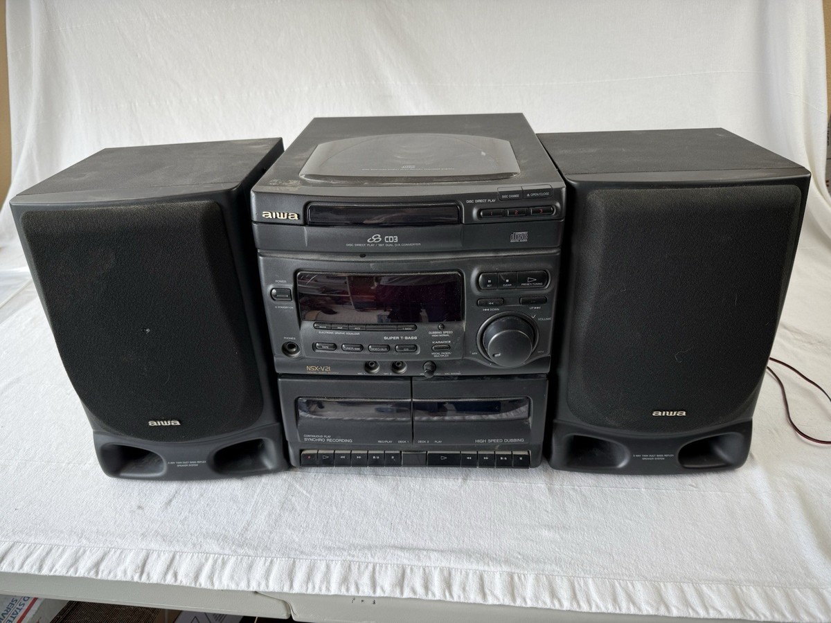 Aiwa NSX-V21 FOR PARTS Digital Audio System 2 Cassette 3 CD, Tuner