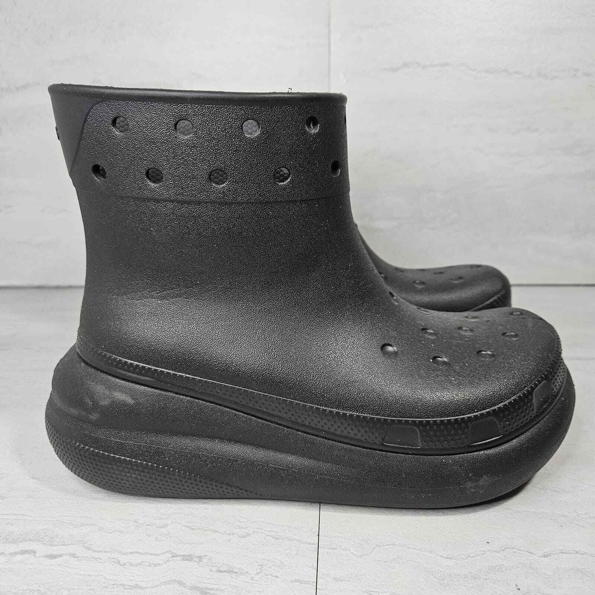Crocs Crush Rain Boots Mens 5 / Womens 7 Black 207946-001 Platform