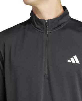 adidas Men Black Train Essentials Quarter-Zip Pullover Top (IL7157