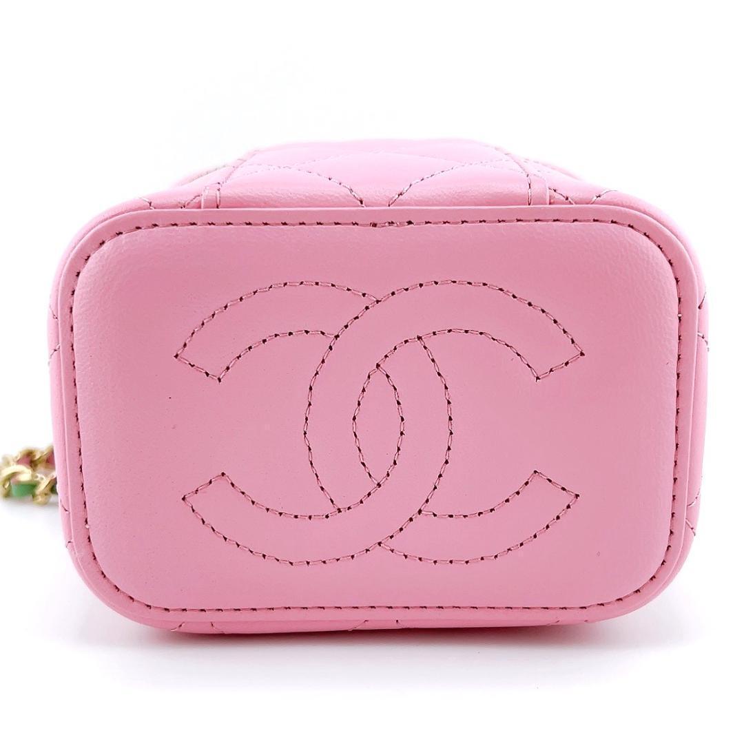 Chanel Vanity Case Bag Pink Crossbody Hand Shoulder Purse Box