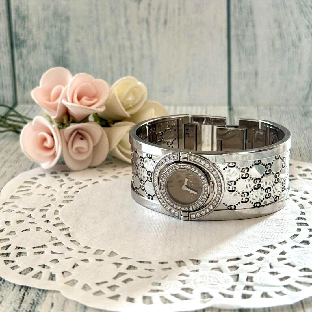 GUCCI Watch 112 Twirl Diamond Bezel Used From Japan Check