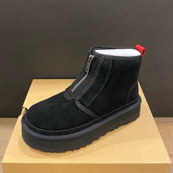 UGG Women's Neumel Platform Zip Black Ankle Boots Bootie Shoes