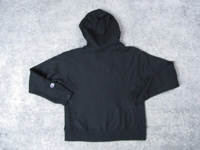Champion Hoodie Adult XS Reverse Weave Black Chenille Logo Long