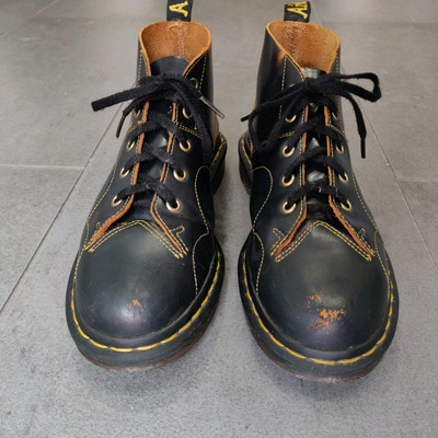 Dr. Martens Church Vintage Monkey Black Smooth Leather Boots Mens