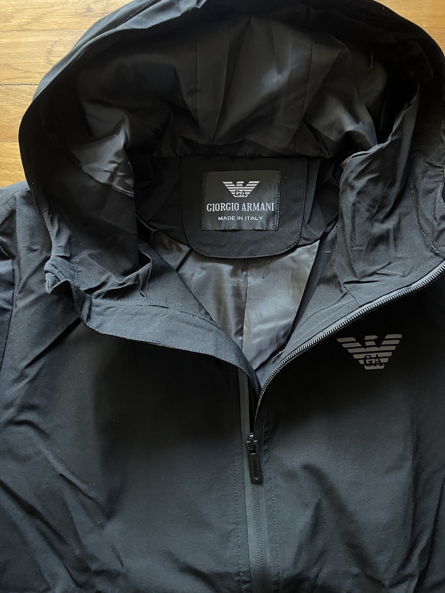 Giorgio Armani Men's Logo Print Hooded Blouson Jacket Size XL