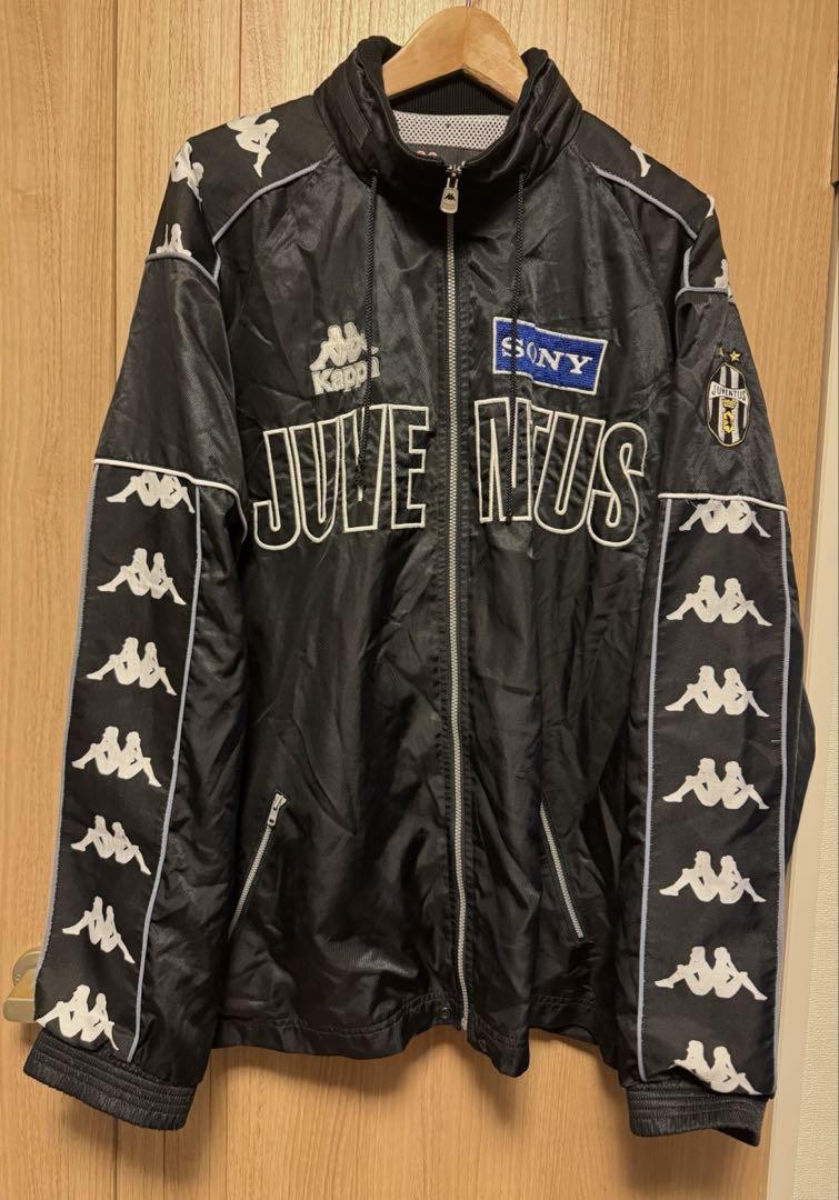 Juventus Kappa Nylon Track Jacket Vintage 90s Sony Sponsor Black