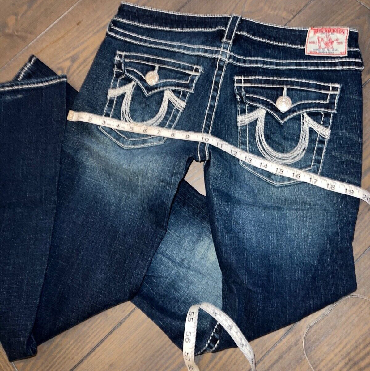 True Religion Jeans Womens 32x33 Billy Blue Dark Wash Denim White