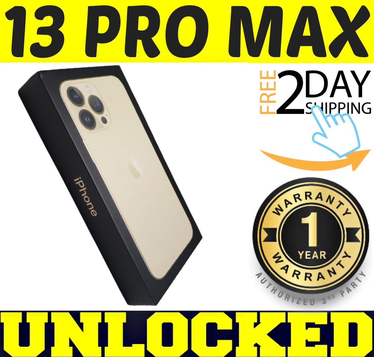 Apple iPhone 13 PRO MAX 256GB GOLD (FACTORY UNLOCKED) ✓ 1 YEAR